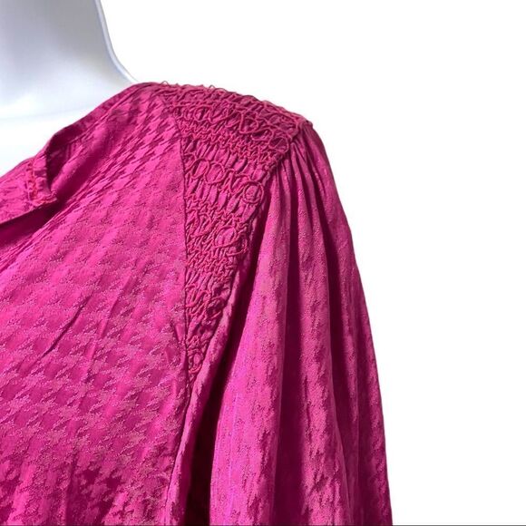 Bishop + YOUNG ANTHROPOLOGIE Orchid Houndstooth Balloon Short Sleeve Tunic Small - Picture 6 of 14